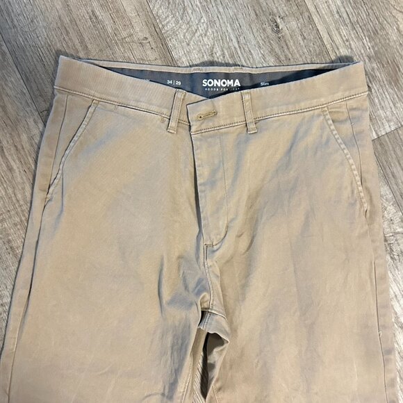 Sonoma Men's Pants 34x29 Khaki - Picture 2 of 5